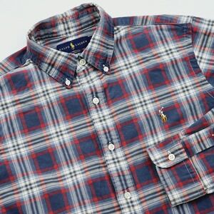 Ralph Lauren‎ Shirt Mens Medium Plaid Button Down Oxford Flesh Pony Classic Ivy